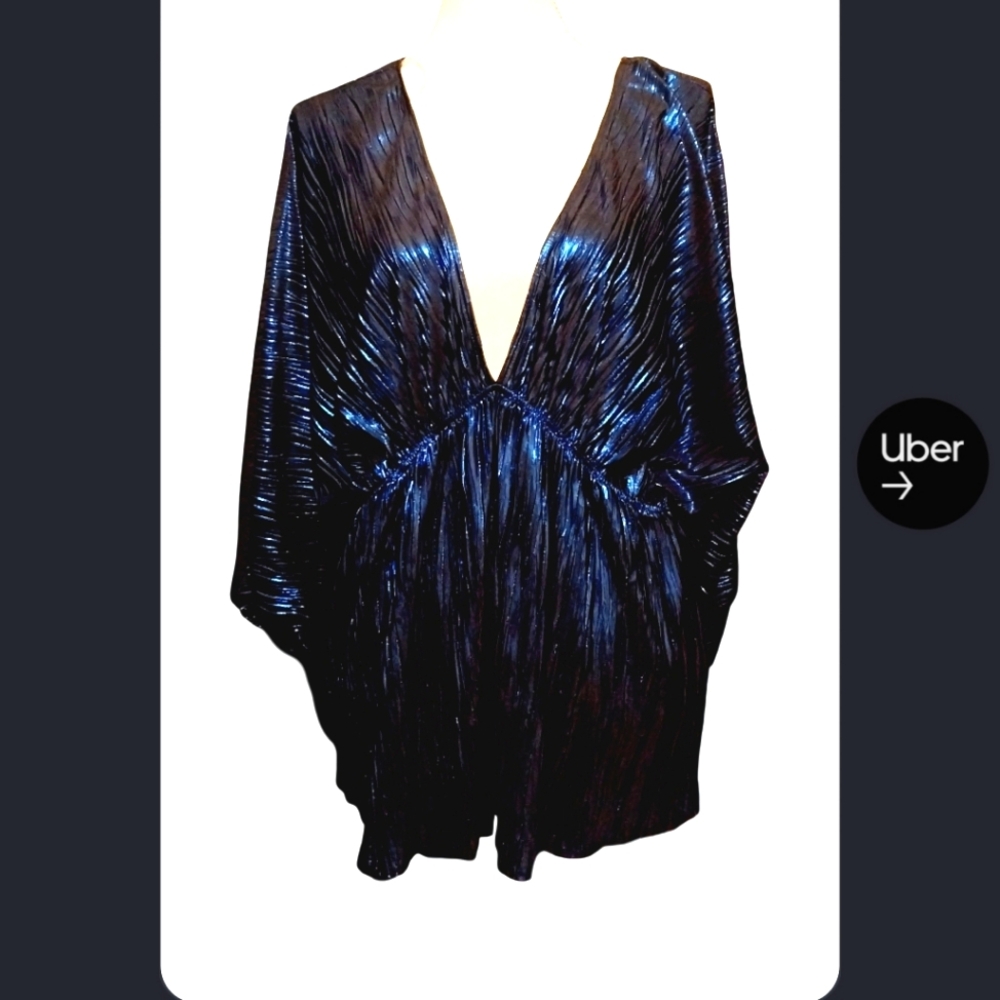 Shimmering  Blue V-Neck Top